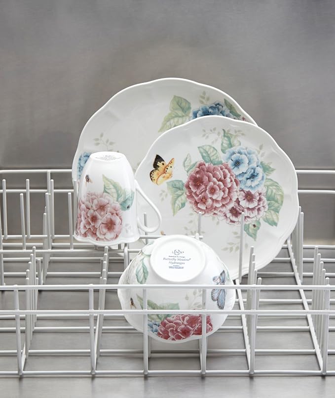 Lenox Butterfly Meadow Hydrangea Porcelain 12-Piece Dinnerware Set