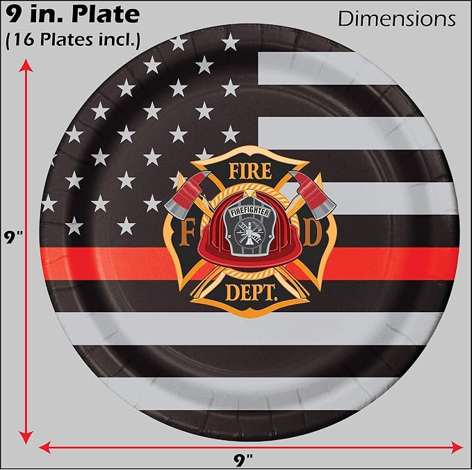 Firefighter Thin Red Line Party Set-16 Guests-Plates & Napkins-Havercamp |