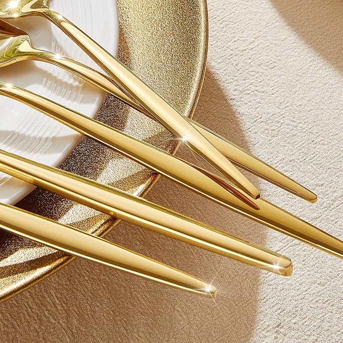 18/10 Silverware Set for 4, 20 Piece Gold Stainless Steel Flatware Cutlery |