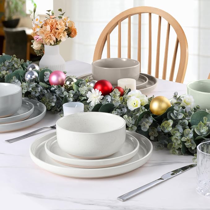 LIANYU 12 Piece Ceramic Dinnerware Set, Stoneware Dinner Dish Set