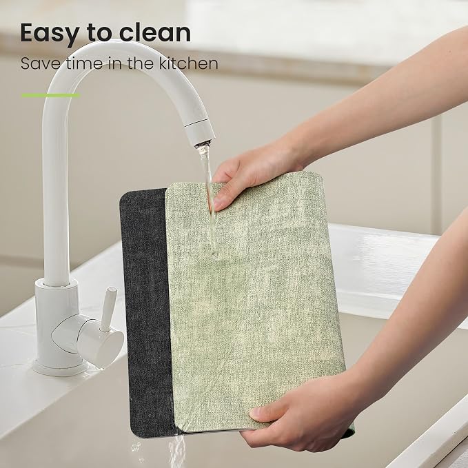 Fyvva Placemats Set of 4 Wipeable Reversible Faux Leather