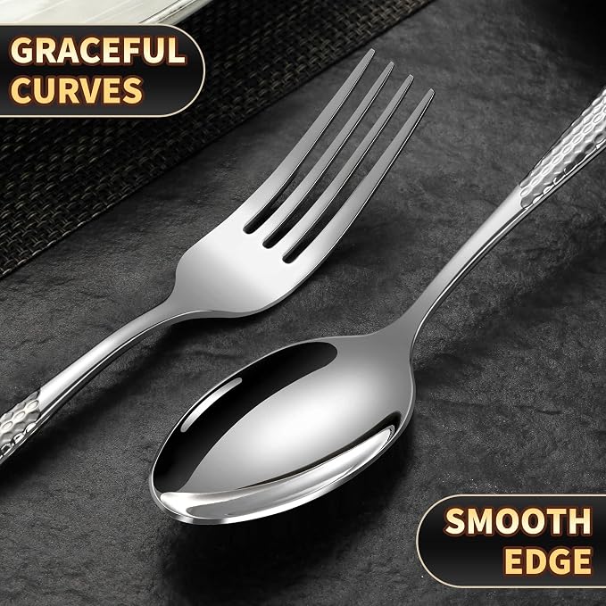Hammered 30 Pieces Set Silverware Set
