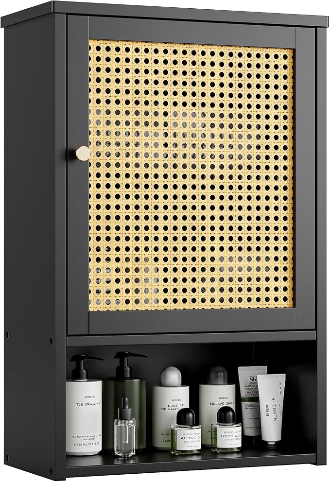 Bathroom Wall Cabinet, Bamboo Over-The-Toilet Storage Organizer