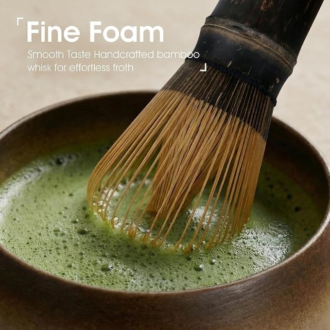 5-Piece Matcha Set，Matcha Bowl & 100-Prong Purple Bamboo Whisk | Rustic