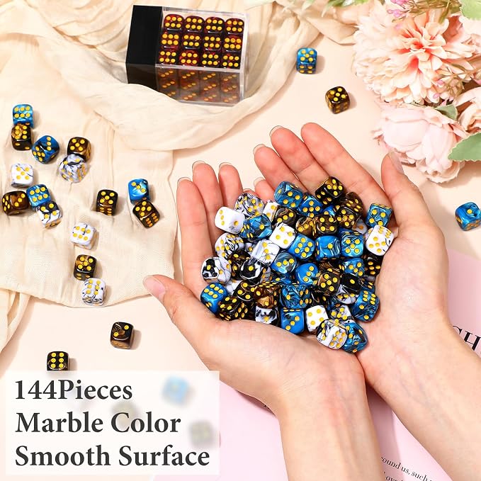 144 Pieces 12mm 6 Sided Mini Dice Set