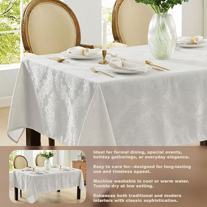 Newbridge Barcelona Luxury Damask Fabric Napkins, 100% Polyester, No Iron