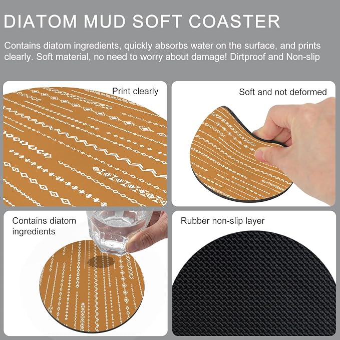 Vintage Simple Coasters Set of 4 Absorbent Coasters