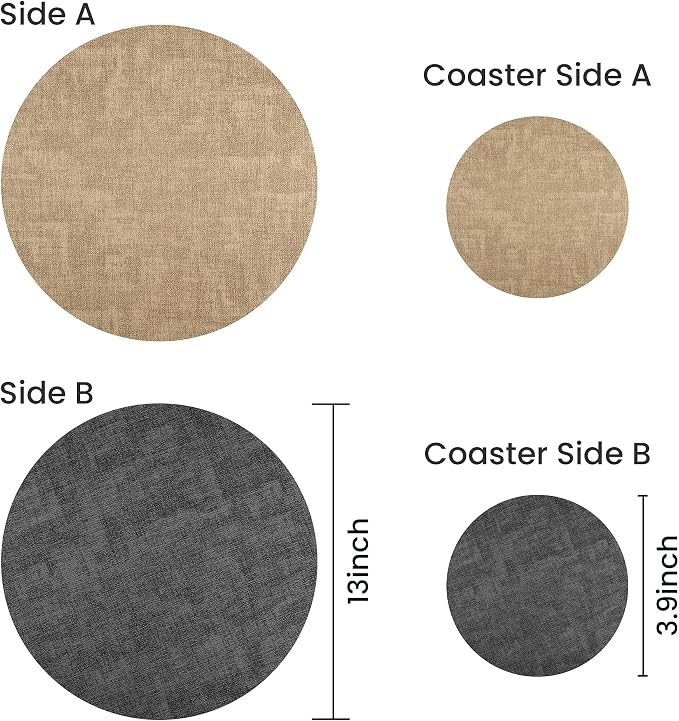 Fyvva Placemats Set of 8, Stain & Scratch Resistant,