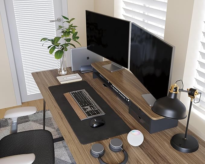 Fenge Monitor Stand, Dual Monitor Riser, 42.5inch Large Desk Computer Monitor