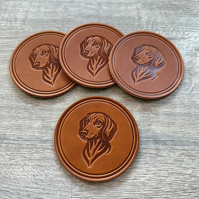 Dog Breed Leather Coasters – Premium Full Grain Table Protectors