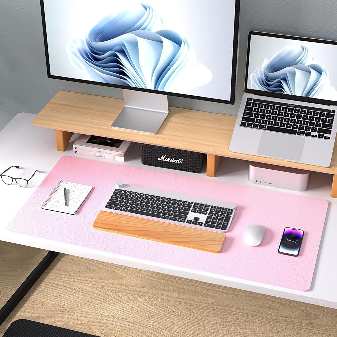 Aothia Leather Desk Pad Protector, Mouse Pad, Office Desk Mat, Non-Slip PU