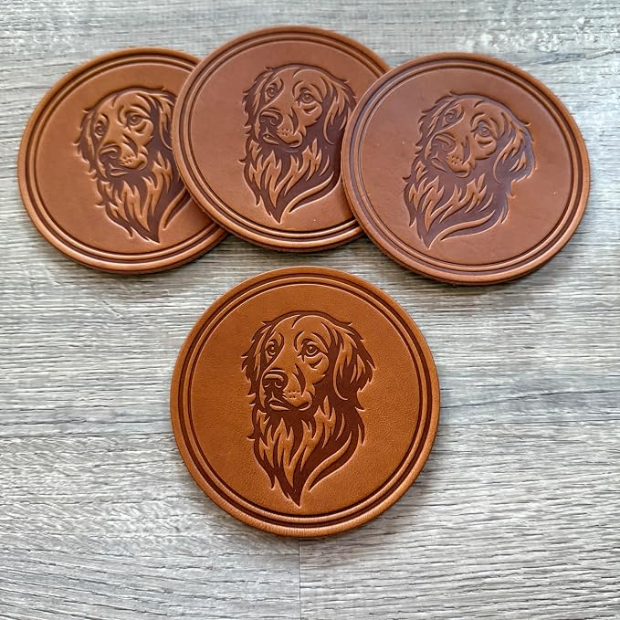 Dog Breed Leather Coasters – Premium Full Grain Table Protectors