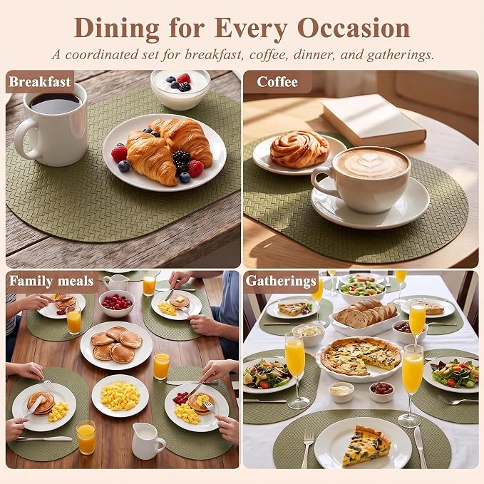 Woven Faux Leather Oval Placemats Set of 4/6