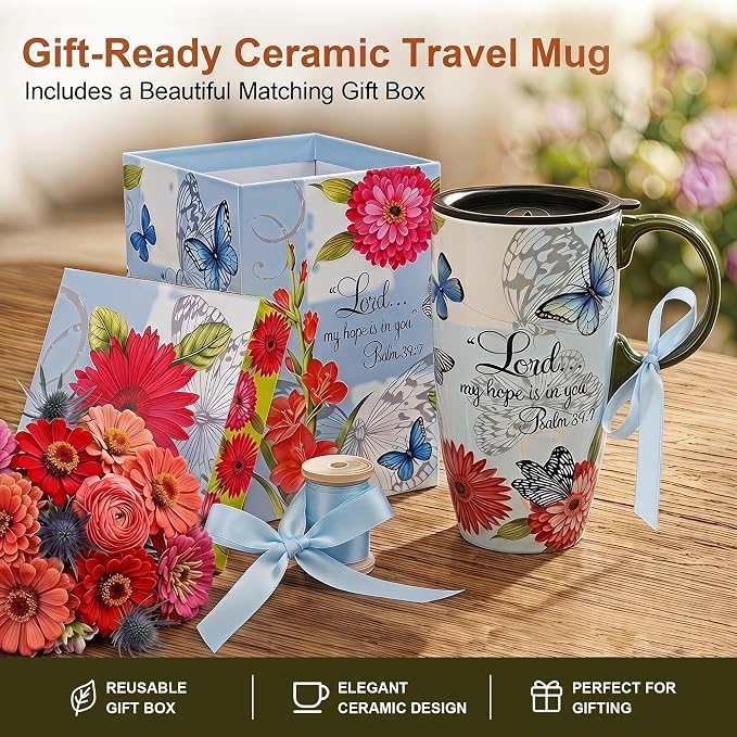 Topadorn 17oz Ceramic Travel Mug