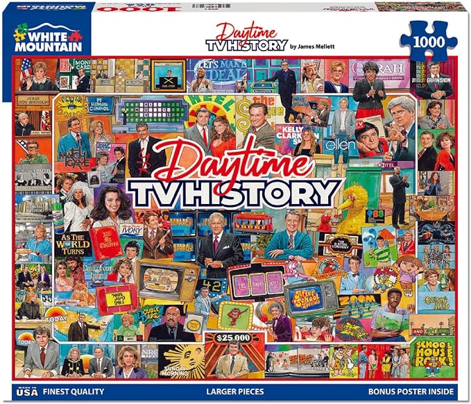 White Mountain Daytime TV History Puzzle 1000 Piece Retro Collage Jigsaw Puzzle