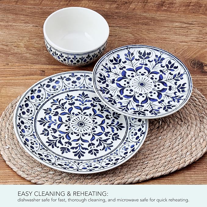 Pfaltzgraff Medallion Radiance 12 Piece Stoneware Dinnerware Plate Bowl Dish Set