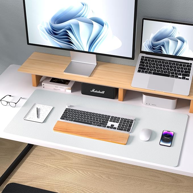 Aothia Leather Desk Pad Protector, Large Mouse Pad, Office Mat, Non-Slip PU