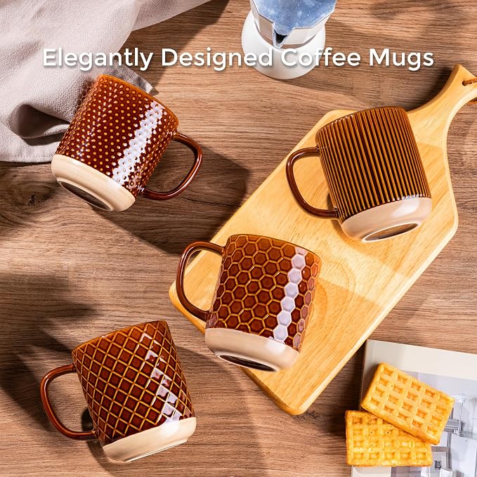 GBhome Coffee Mugs Set of 4, 12 oz Coffee Cups
