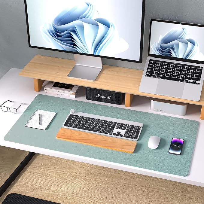 Aothia Leather Desk Pad Protector, Mouse Pad, Office Desk Mat, Non-Slip PU