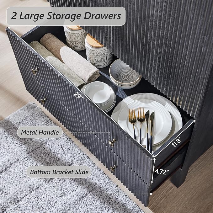 71" Tall Arched Pantry Cabinet, Fluted Kitchen Storage Cabinet