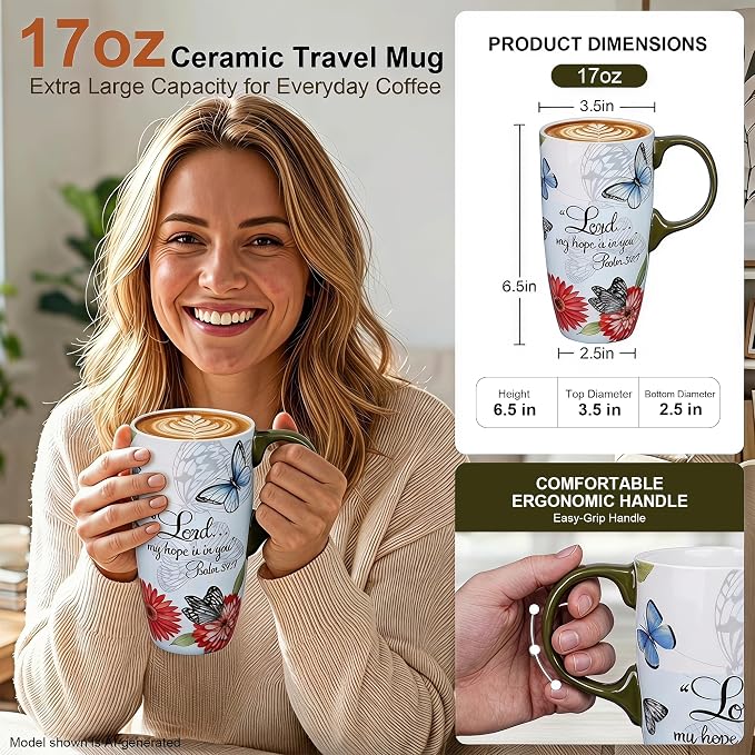 Topadorn 17oz Ceramic Travel Mug