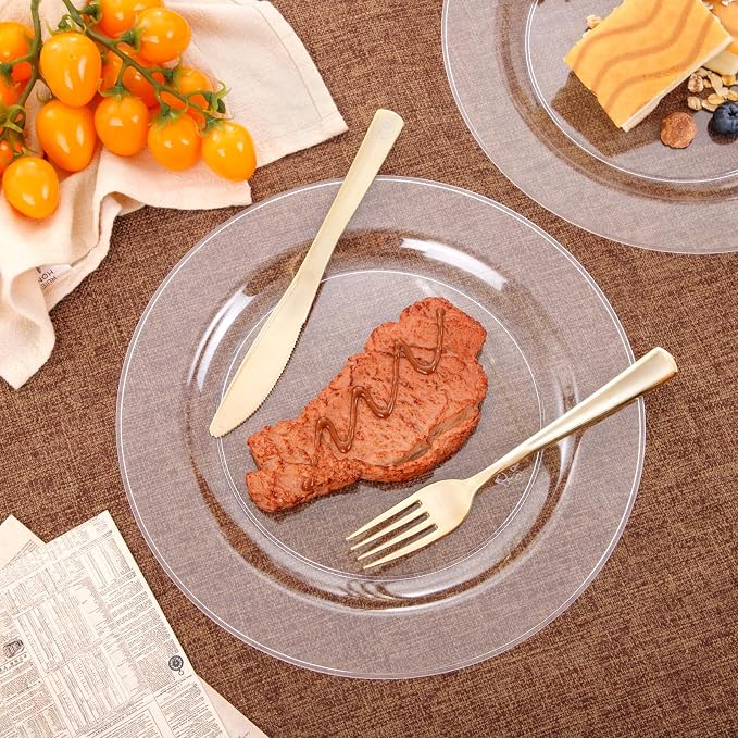 bUCLA 30PCS Clear Plastic Dinner Plates Disposable