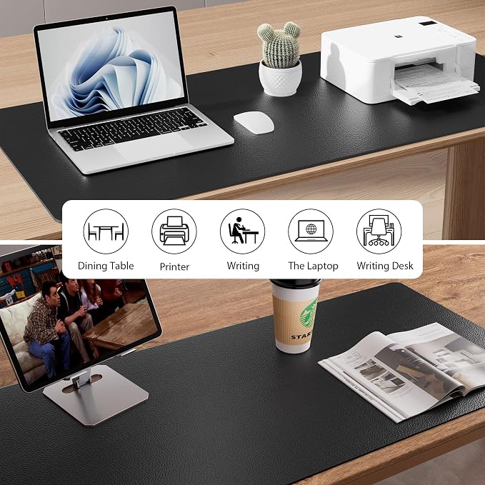 Aothia Leather Desk Pad Protector, Mouse Pad, Office Desk Mat, Non-Slip PU