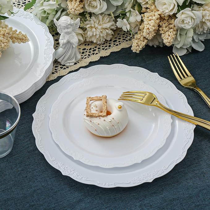 100 Pcs White Dessert Plastic Plates