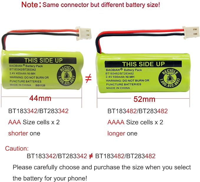 2.4V 400mAh Cordless Home Phone Battery
