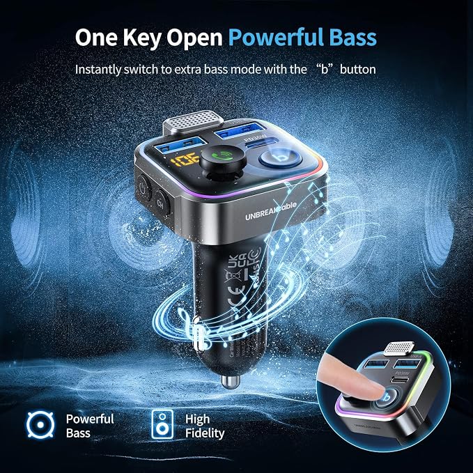 UNBREAKcable Bluetooth FM Transmitter