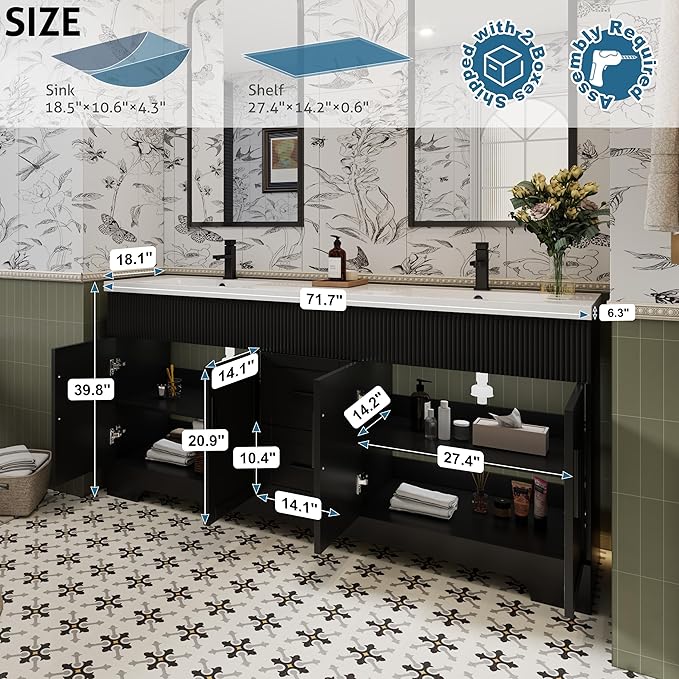 72" Bathroom Vanities Sink Combo