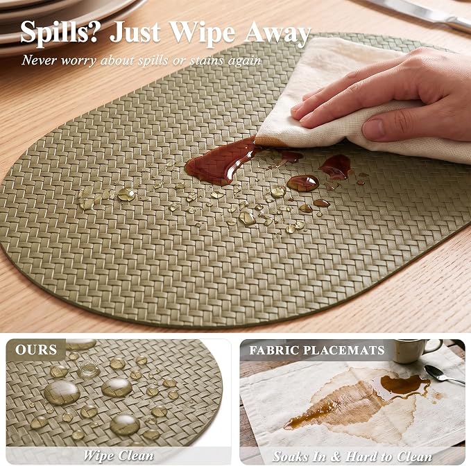 Woven Faux Leather Oval Placemats Set of 4/6