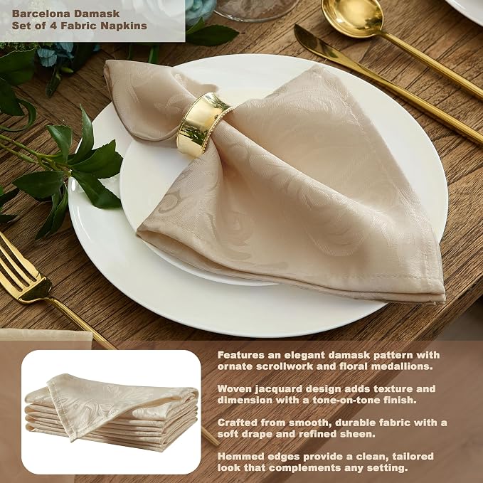 Newbridge Barcelona Luxury Damask Fabric Tablecloth, 60” Wide x 120” Oval