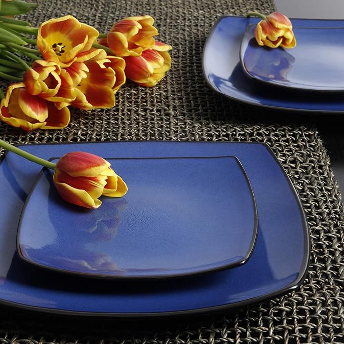 Gibson Elite Soho Lounge Square Reactive Glaze Stoneware Dinnerware Set