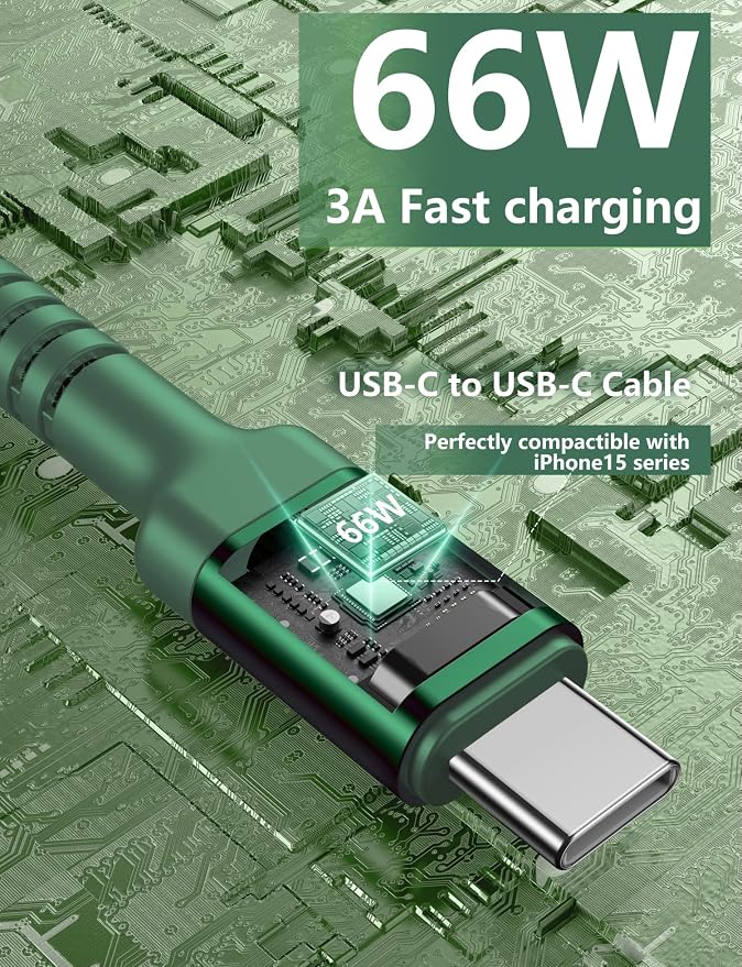 USB C Cable Fast Charging 10FT, iPhone 16 15 Charger Long Type C Nylon Braided