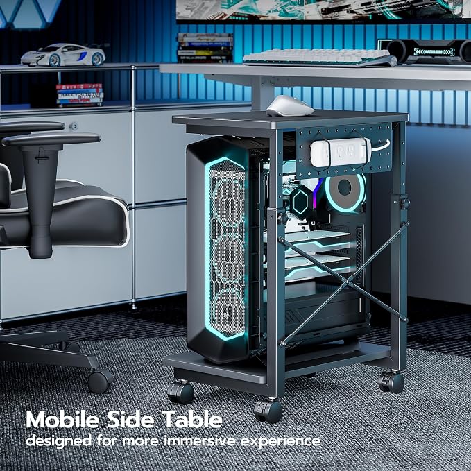 ARES WING Height Adjustable Computer Tower Stand, 2-Tier PC Tower Stand