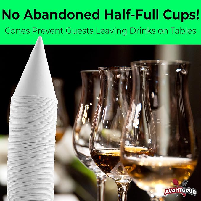 Eco-Friendly Wax Free 4.5oz White Paper Cone Cups 100Pk. Small Dispenser Cup