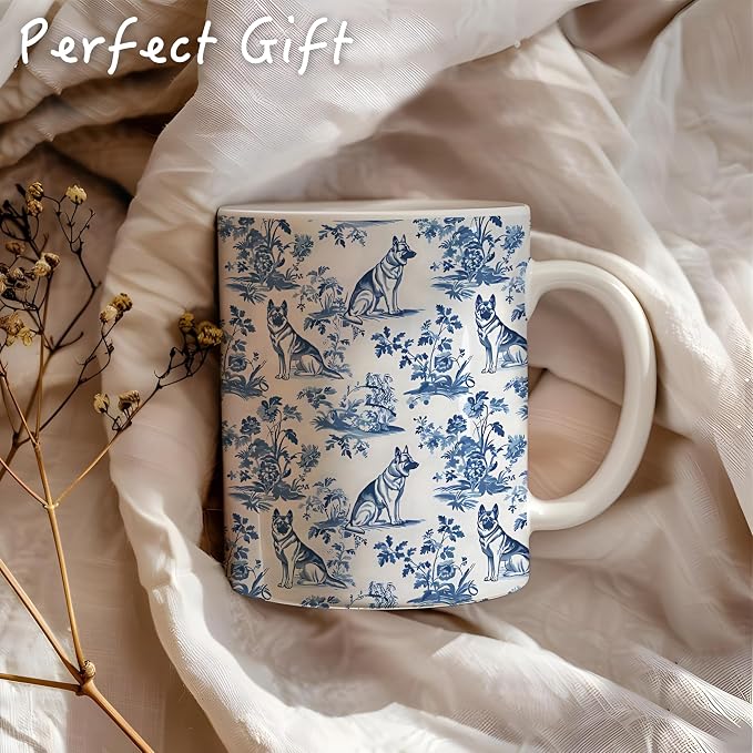 Chinoiserie German Shepherd Mug, German Shepherd Gifts