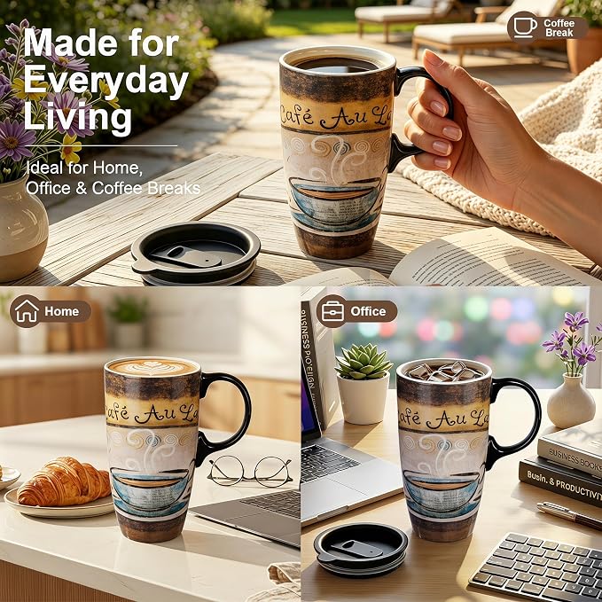 Topadorn 17oz Ceramic Travel Mug