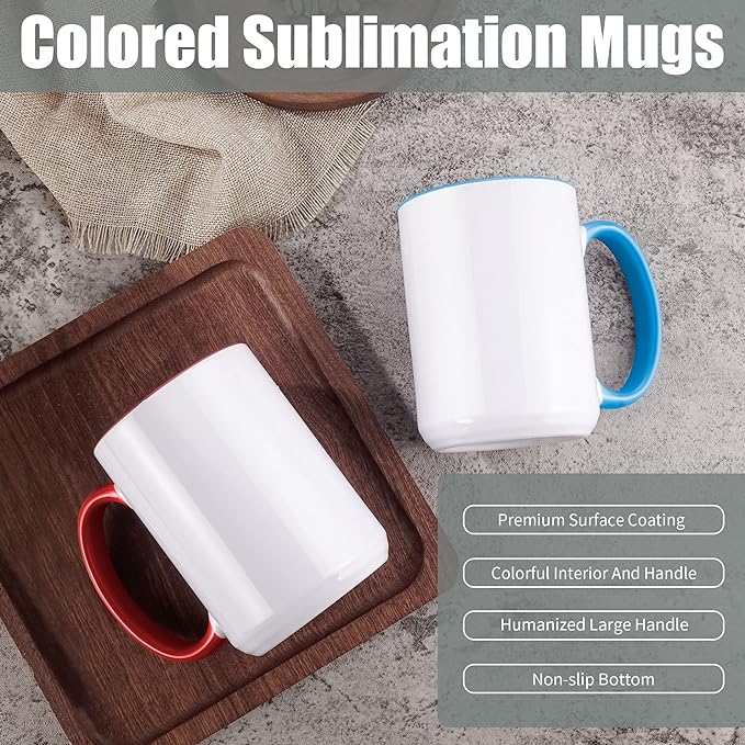 TANGLONG 15oz Sublimation coffee Mugs-6 Assorted Colors Magic cupSet of 12 |