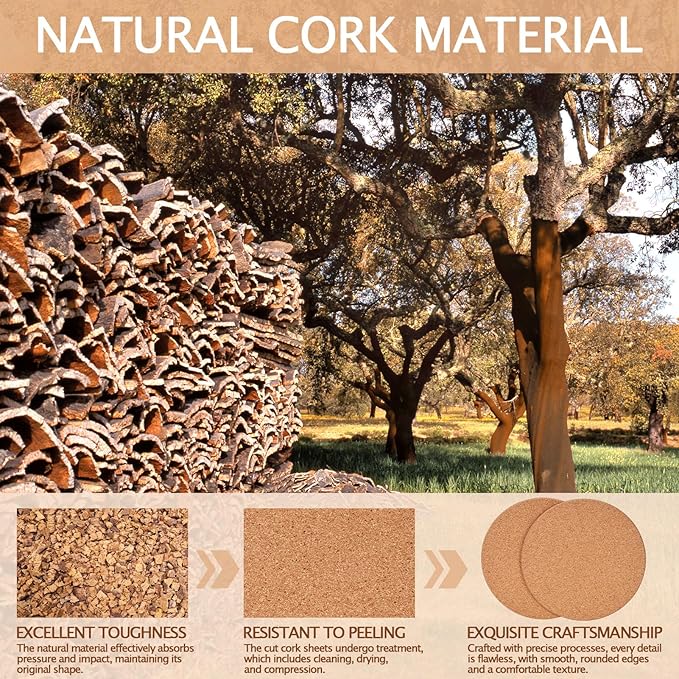 60 PCS Cork Coasters for Laser Engraving, Thick Absorbent Blank Coasters | 4