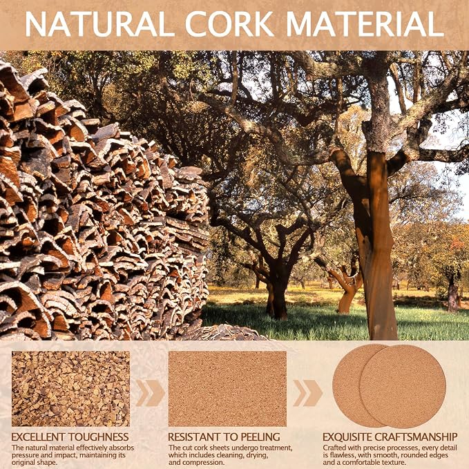 100 PCS Cork Coasters for Laser Engraving, Thick Absorbent Blank Coasters | 4