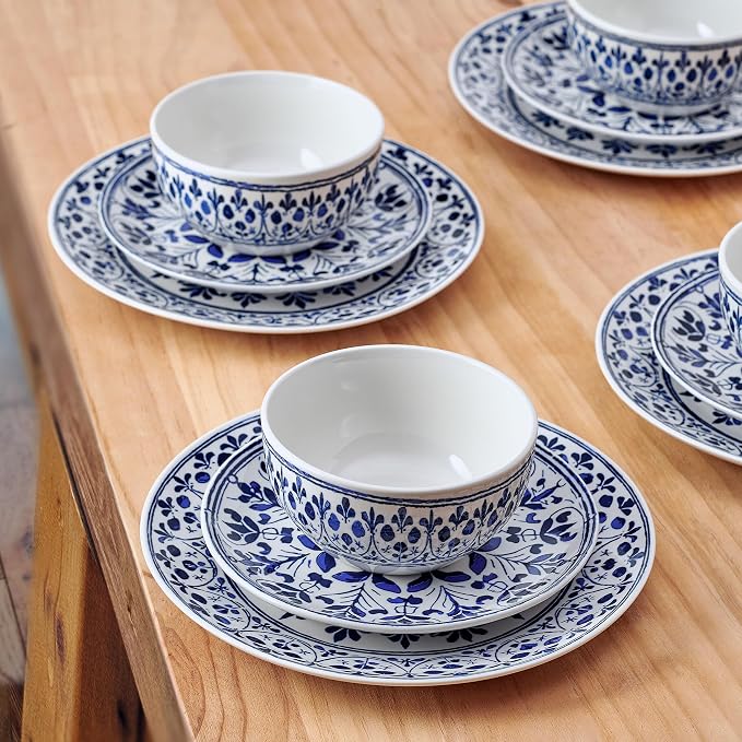 Pfaltzgraff Medallion Radiance 12 Piece Stoneware Dinnerware Plate Bowl Dish Set