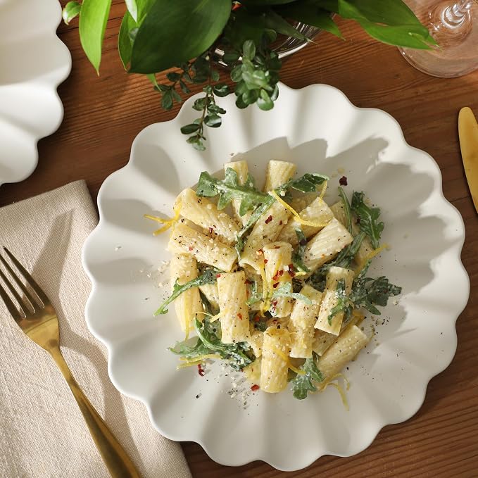 Gibson Elite Bistro Fleur Plates and Bowls Sets, 12-Piece Stoneware Dinnerware