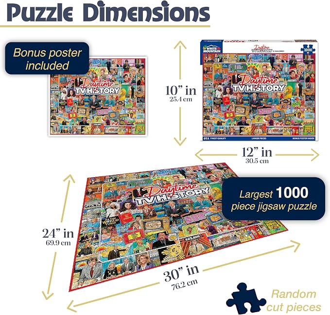 White Mountain Daytime TV History Puzzle 1000 Piece Retro Collage Jigsaw Puzzle