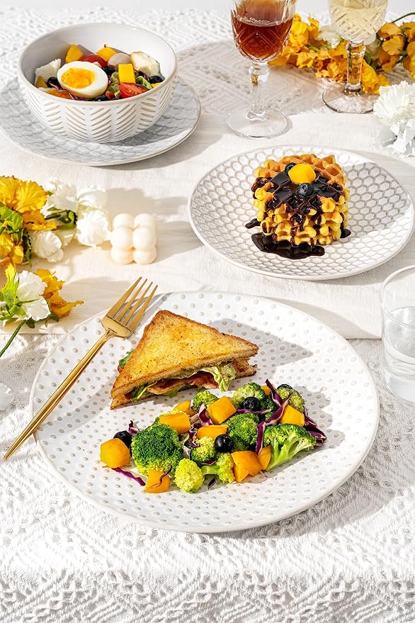 FOBENTA 32-Piece Luxury Dinnerware Set, Complete Plates and Bowls Set