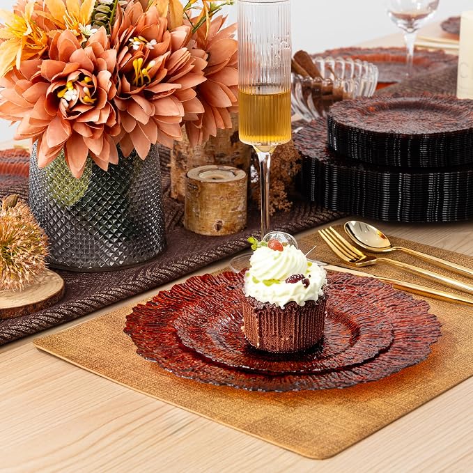 U-QE 60PCS Amber Plastic Plates