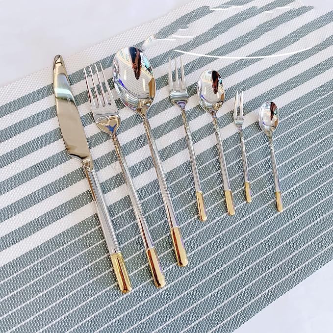 Silverware Set Service for 16, IKXO 64-Piece Modern Stainless Steel Flatware