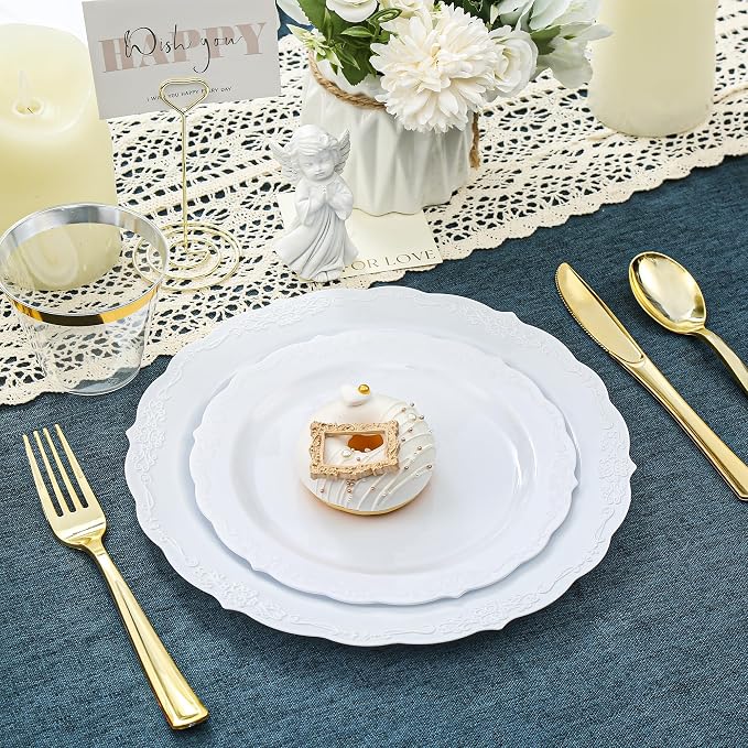 100 Pcs White Dessert Plastic Plates
