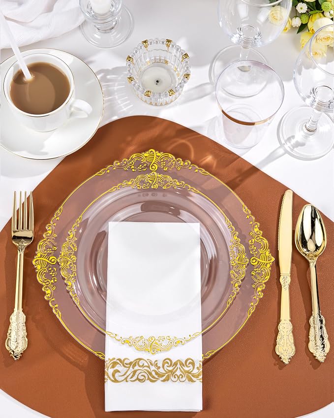 Nervure 100Pcs 7.5'' Clear Plastic Plates, Disposable Plates